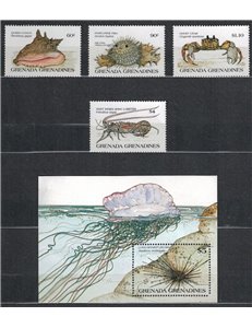 GRENADA GRENADINES 1985 Marine fauna 4v + 1 s/s MNH**
