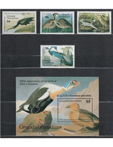 GRENADA GRENADINES 1985 John James Audubon, birds 4v + 1 s/s MNH**