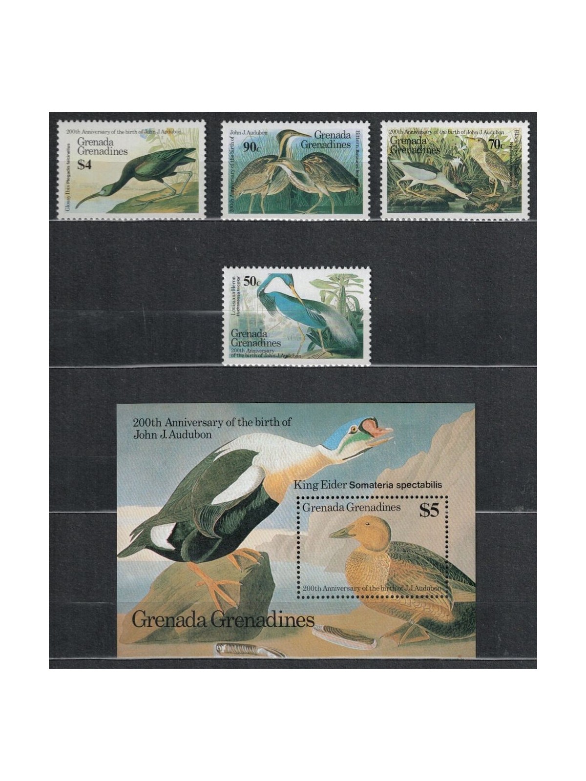 GRENADA GRENADINES 1985 John James Audubon, birds 4v + 1 s/s MNH**