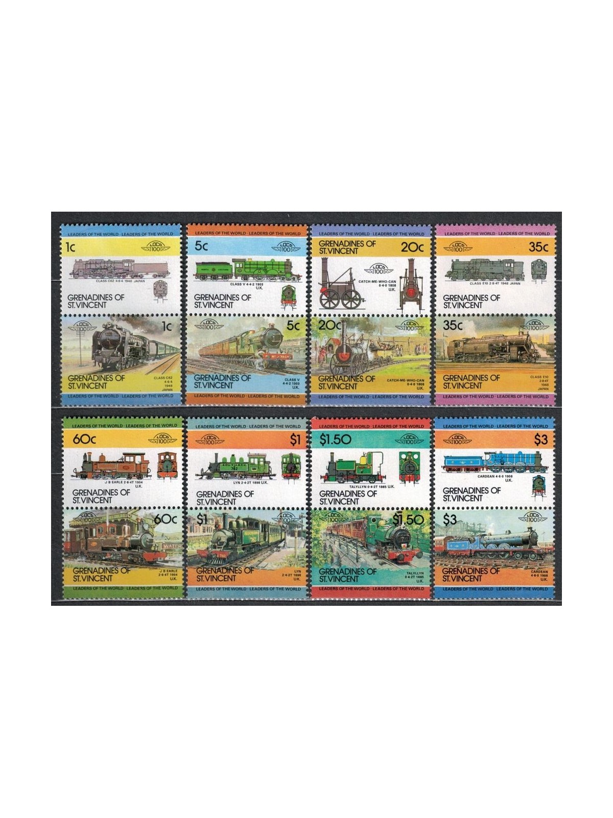GRENADINES OF ST. VINCENT 1984 Locomotives, trains 16v MNH**