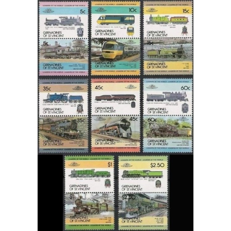 GRENADINES OF ST. VINCENT 1984 Trains, Locomotives 16v MNH**