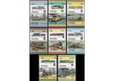 GRENADINES OF ST. VINCENT 1984 Treni, locomotive 16v MNH**