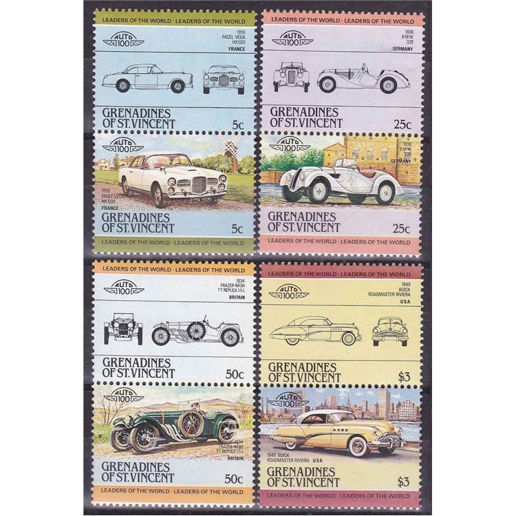 GRENADINES OF ST. VINCENT 1985 Cars - Automobiles - Cars 4x2v MNH**