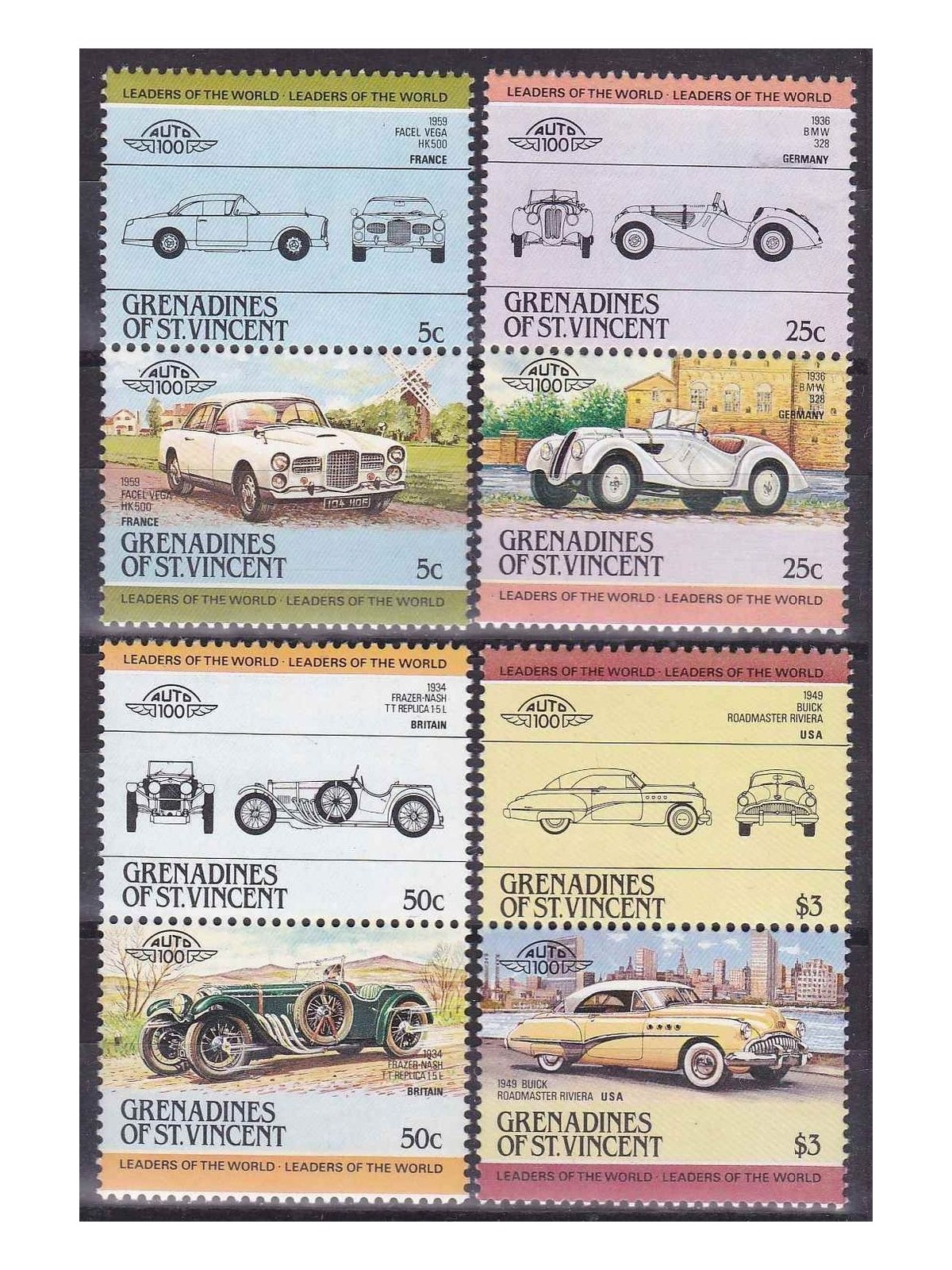 GRENADINES OF ST. VINCENT 1985 Cars - Automobiles - Cars 4x2v MNH**