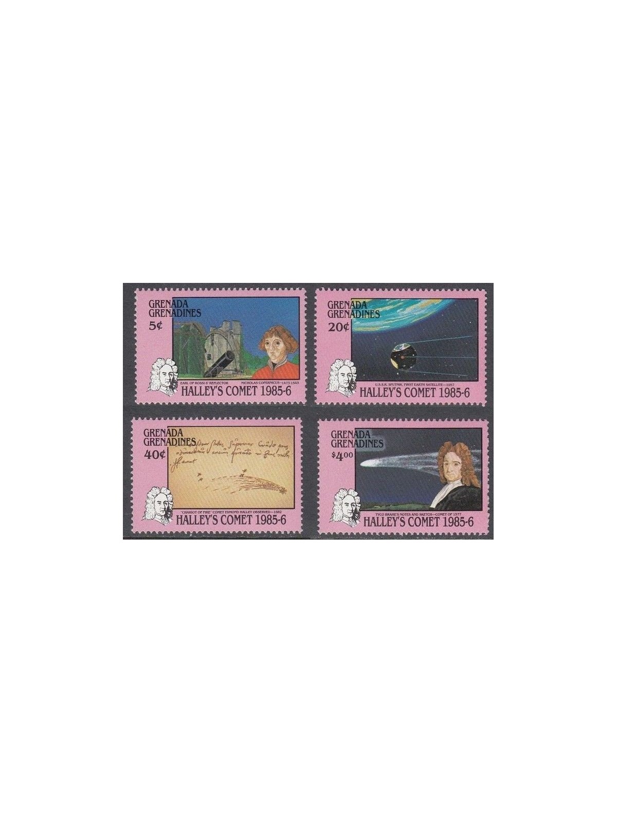 GRENADA GRENADINES 1986 Halley's Comet 4v MNH**