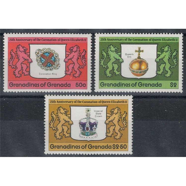 GRENADA GRENADINES 1978 Silver Jubilee 3v MNH**