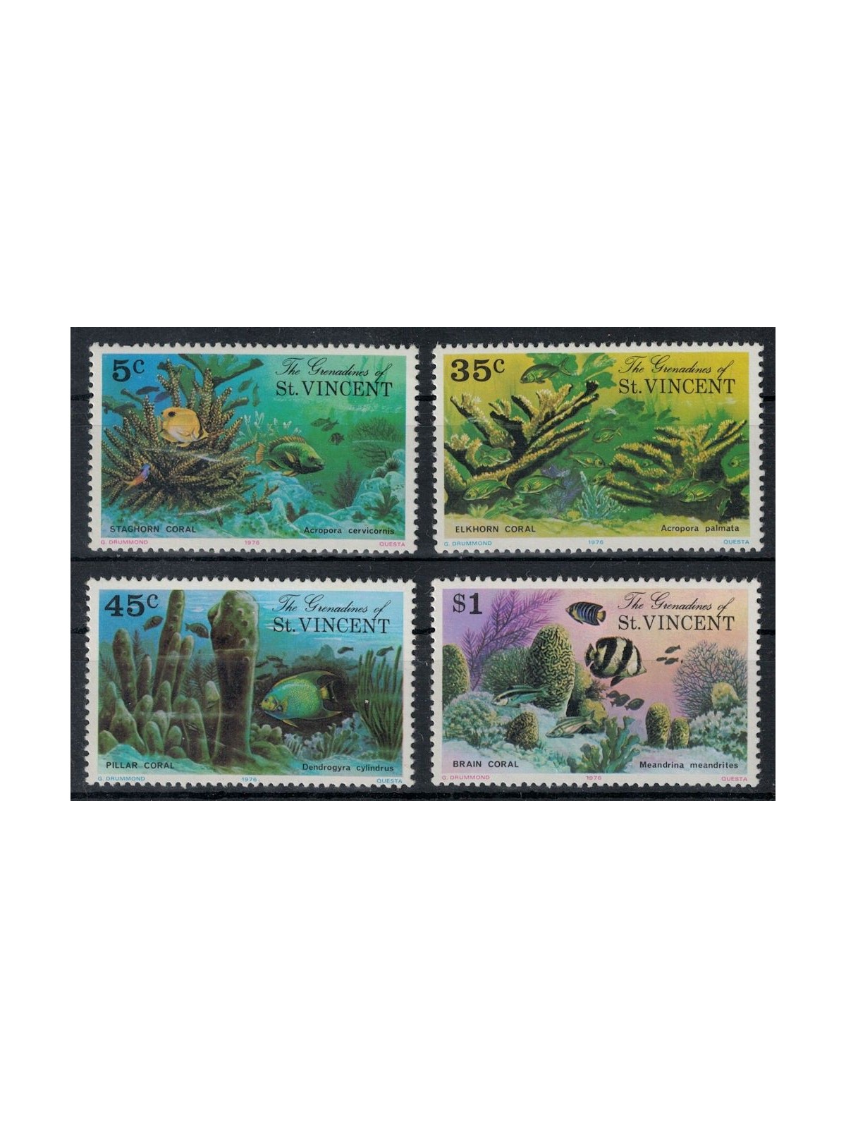 GRENADINES OF ST. VINCENT 1976 Marine flora, corals 4v MNH**