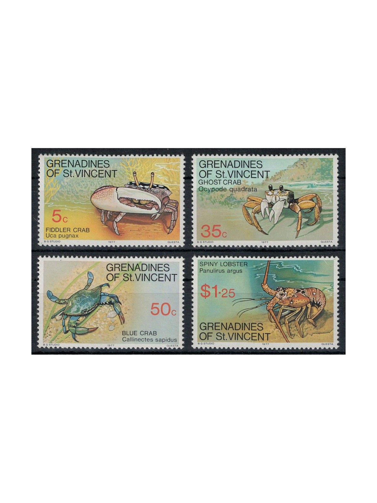 GRENADINES OF ST. VINCENT 1977 Fauna marina, crostacei 4v MNH**