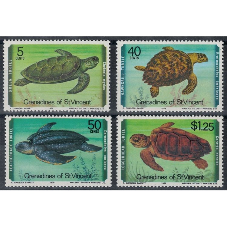 GRENADINES OF ST. VINCENT 1978 Tartarughe d'acqua 4v MNH**