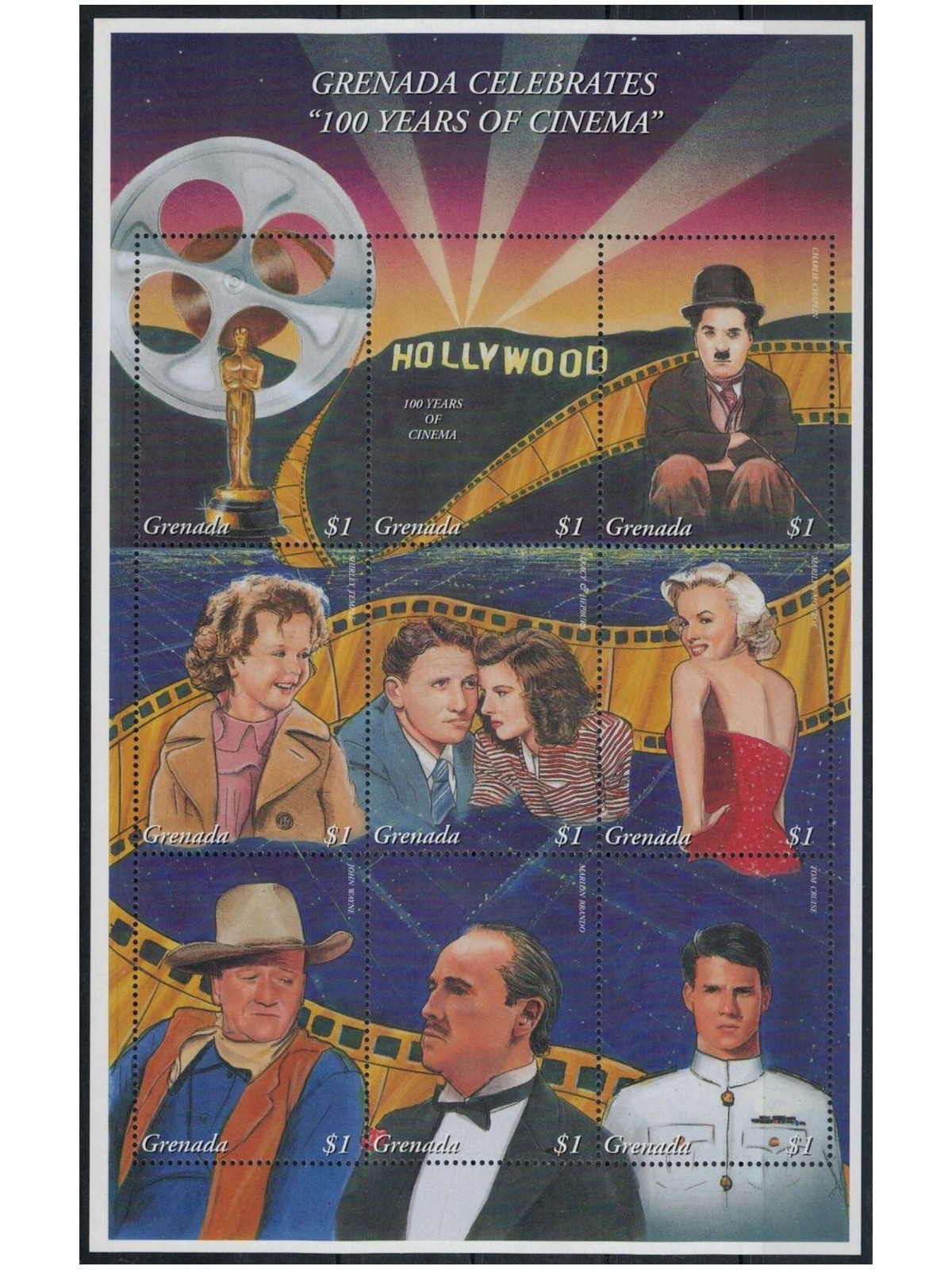 GRENADA 1995 Centenary of Cinema 9v MNH**