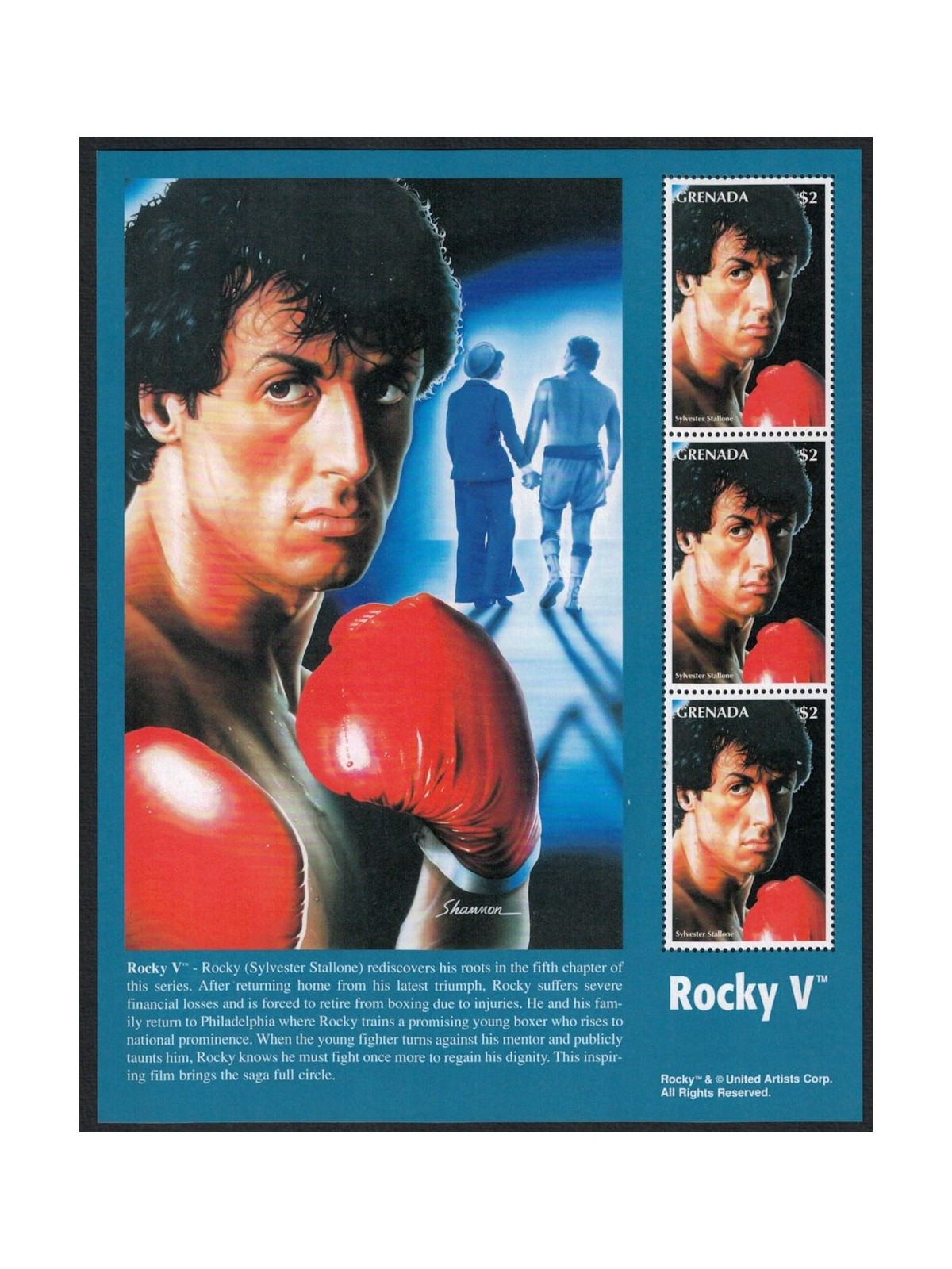 GRENADA 1996 Cinema, Rocky anniversary m/s MNH**