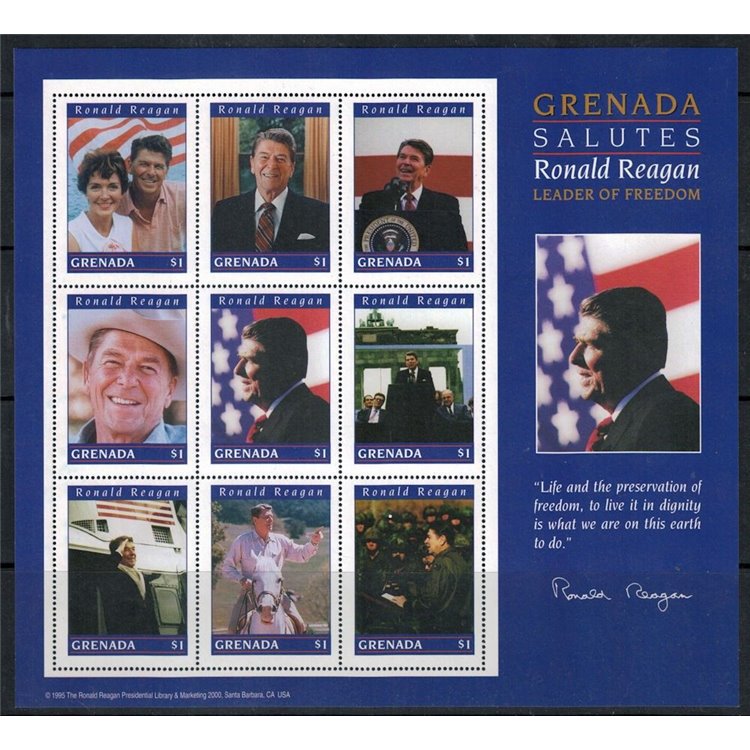 GRENADA 1996 Anniversario della Liberazione, Reagan 9v MNH**