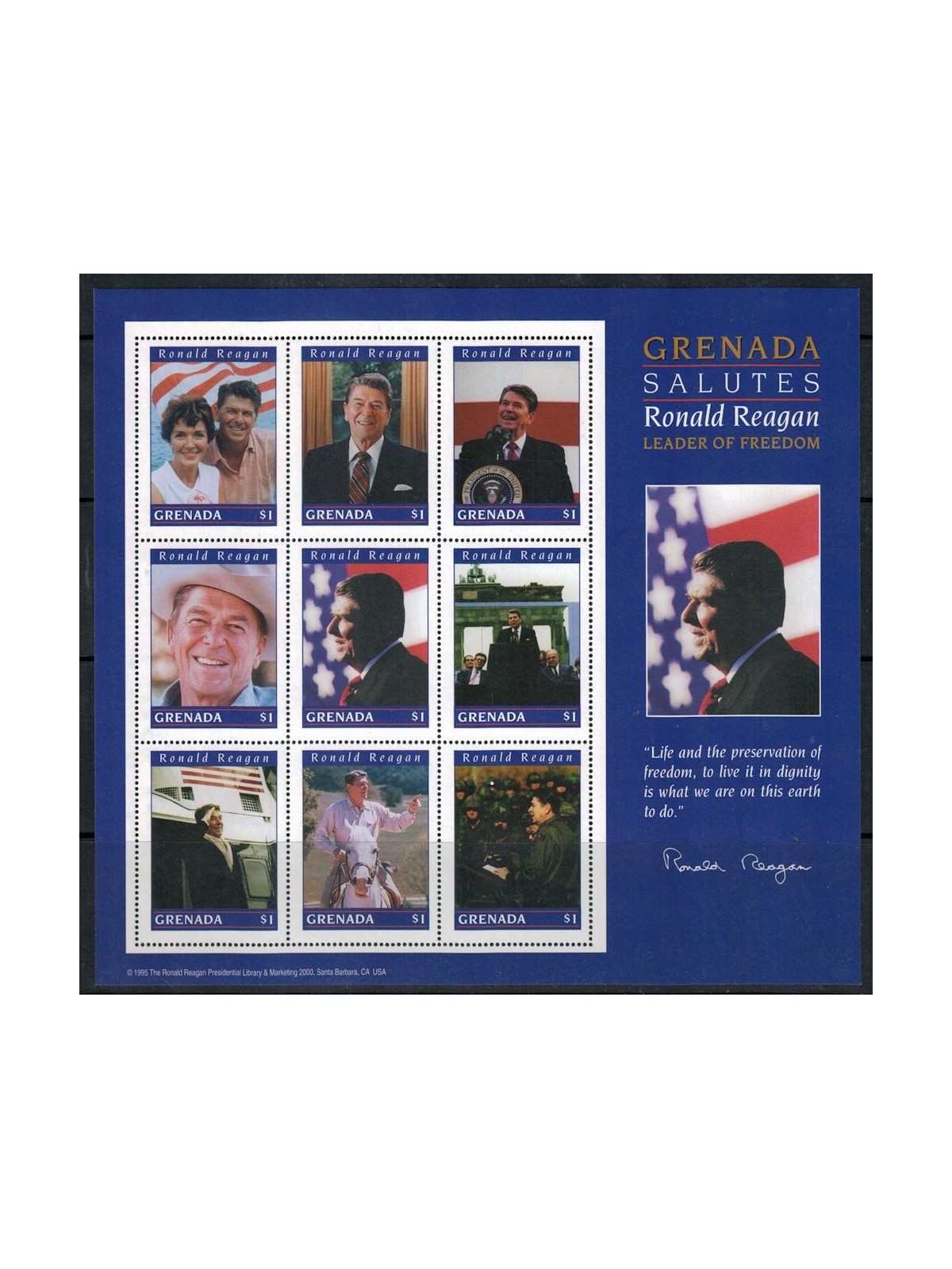 GRENADA 1996 Liberation Anniversary, Reagan 9v MNH**