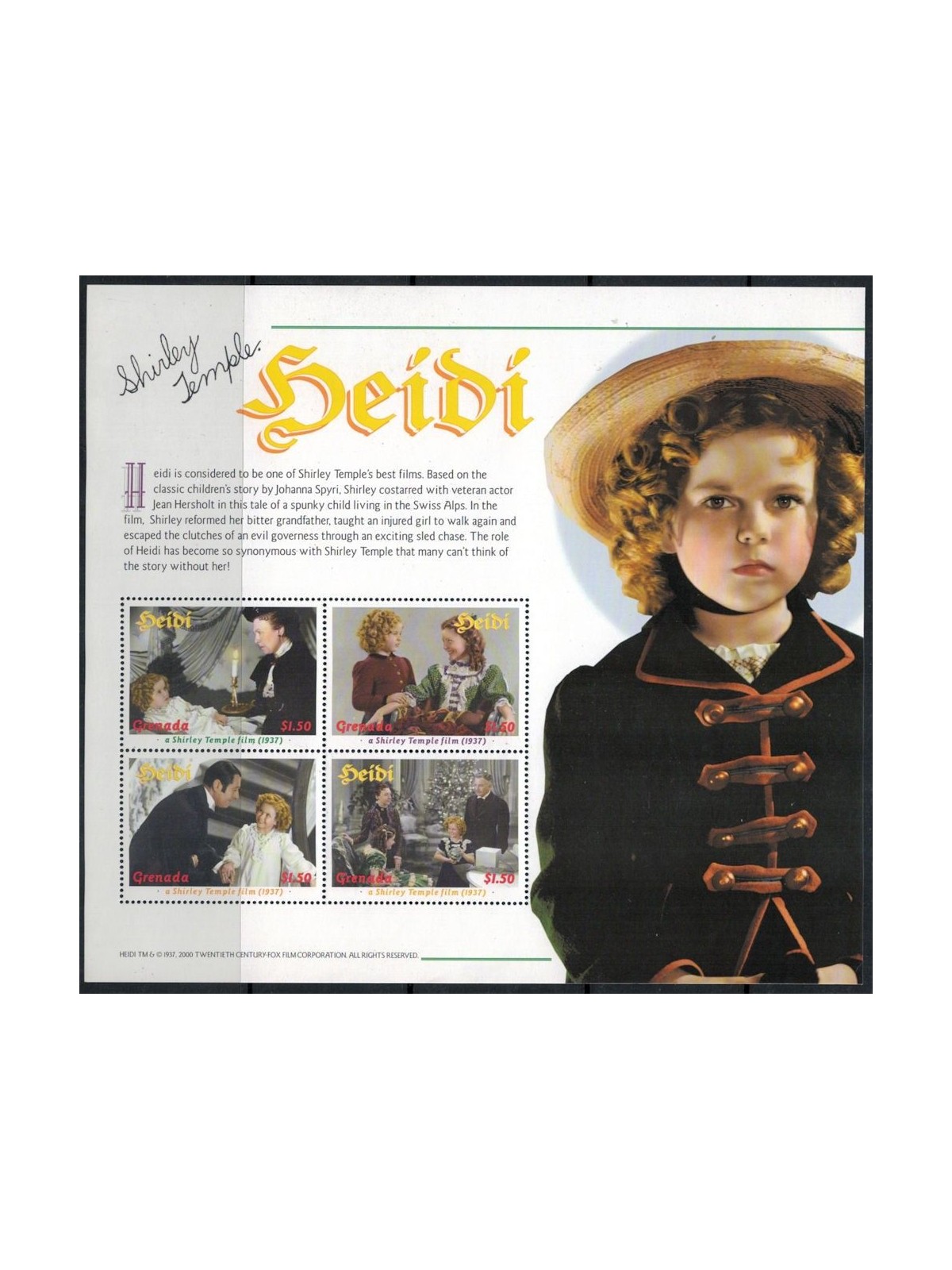 GRENADA 2000 Cinema (Heidi) Shirley Temple (I) 4v MNH**