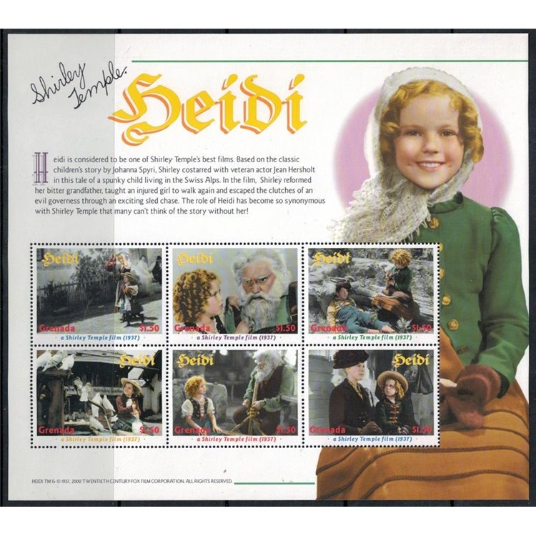 GRENADA 2000 Cinema (Heidi) Shirley Temple (II) 6v MNH**