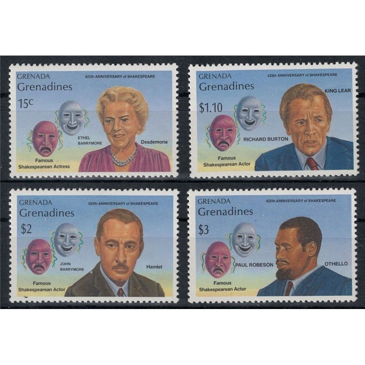 GRENADA GRENADINES 1989 William Shakespeare 4v MNH**