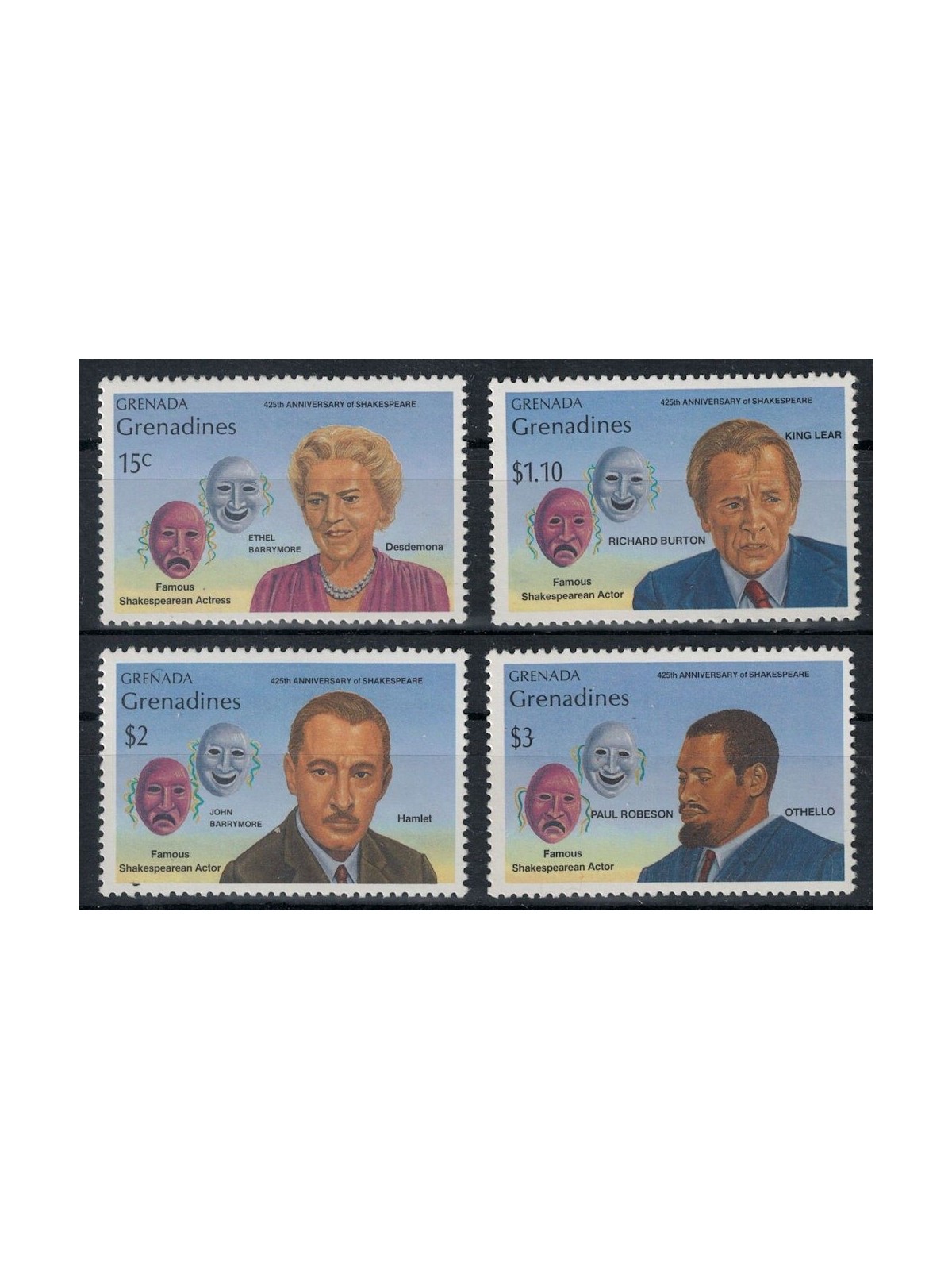GRENADA GRENADINES 1989 William Shakespeare 4v MNH**