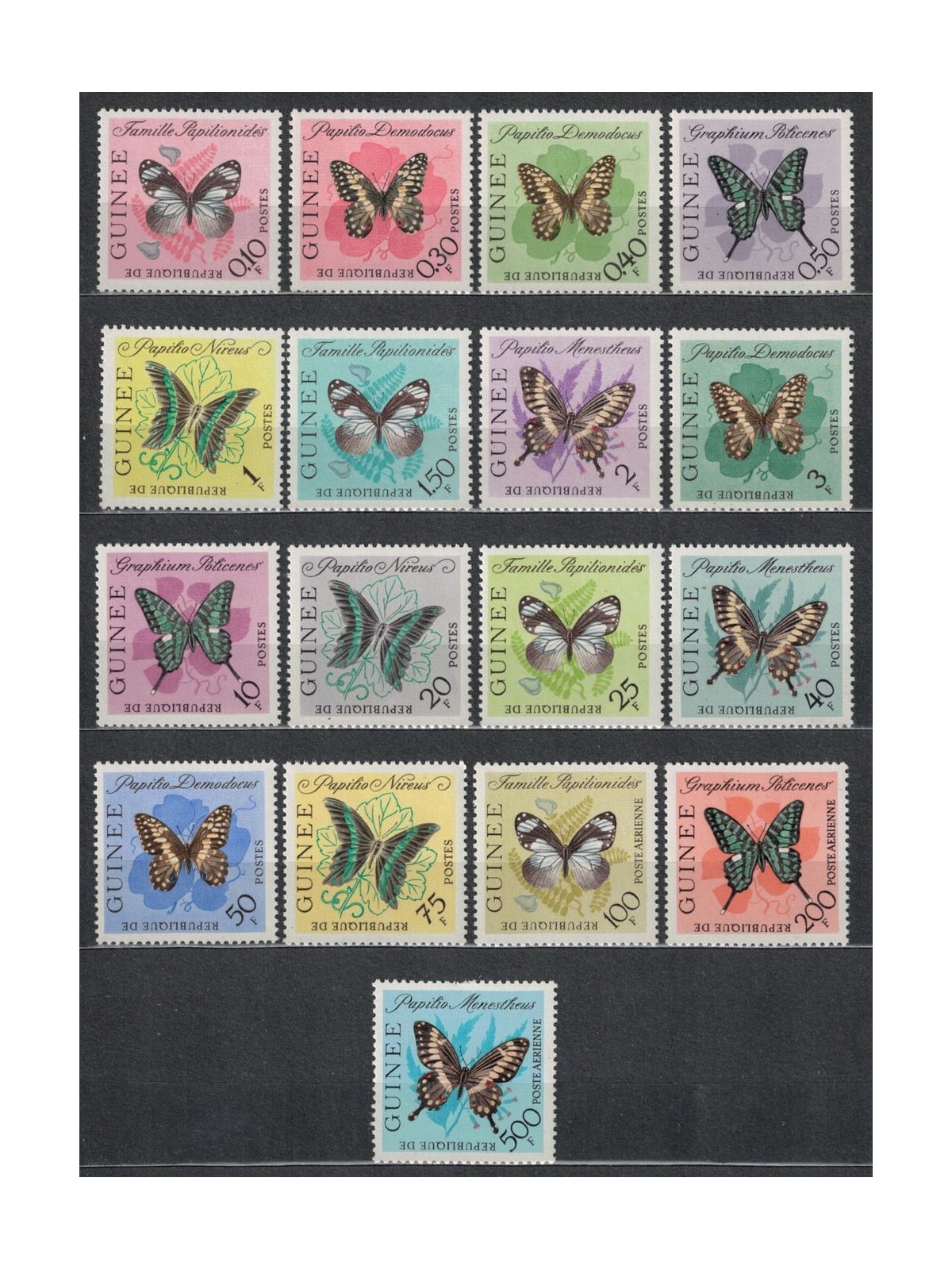 GUINEA 1963 Fauna, farfalle 17v MNH**