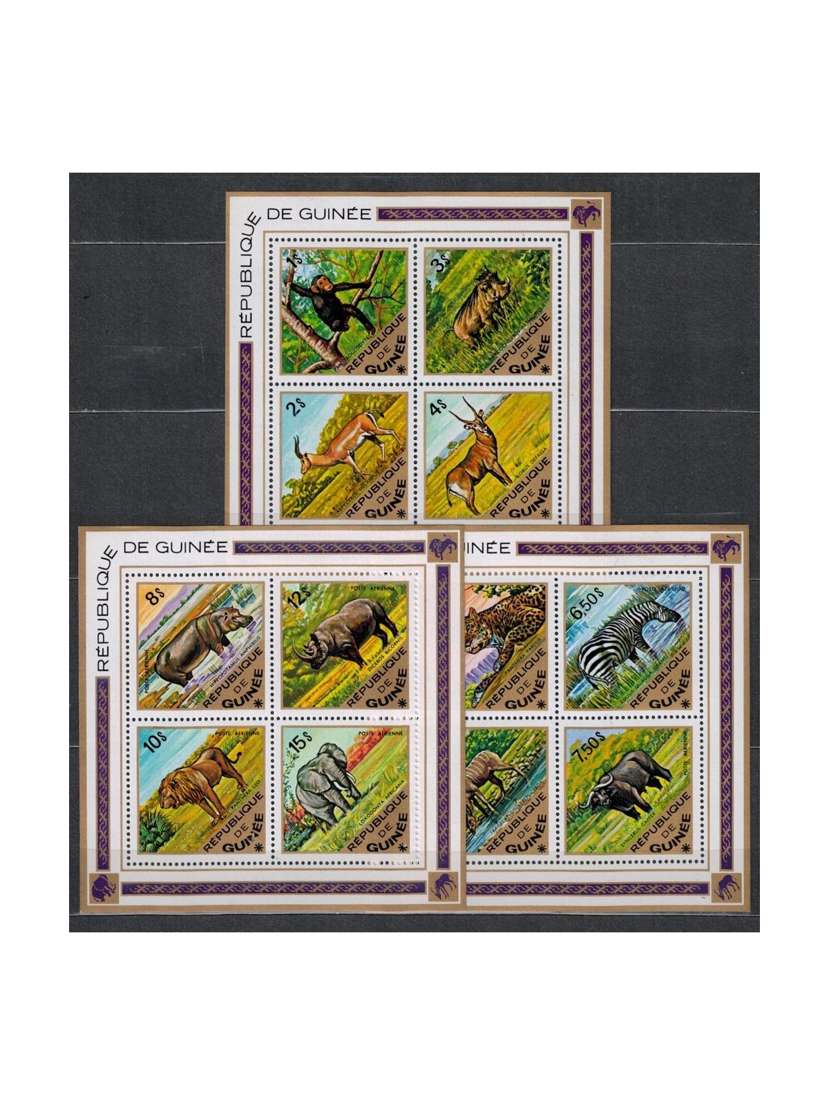 GUINEA 1975 Animali - Animals 3 BF MNH**