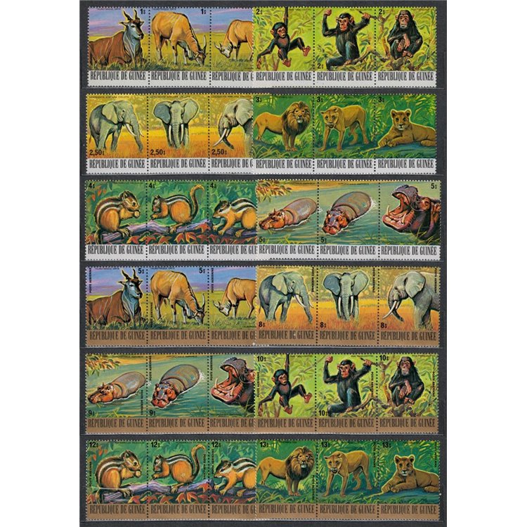 GUINEA 1977 Animali - Animals 36v MNH**