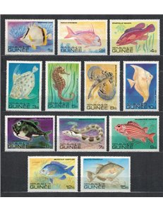 GUINEA 1980 Fish 12v MNH**