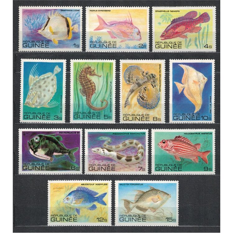 GUINEA 1980 Fish 12v MNH**
