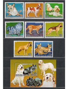 GUINEA 1985 Cani e gatti - Dogs & cats 8v + 1 BF MNH**
