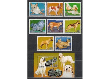 GUINEA 1985 Dogs & cats 8v + 1 s/s MNH**