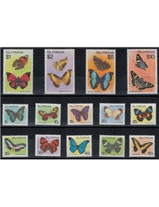 GUYANA 1978-80 Fauna, butterflies 14v MNH**