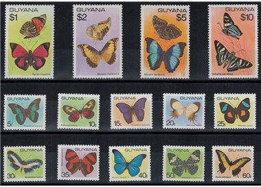 GUYANA 1978-80 Fauna, butterflies 14v MNH**