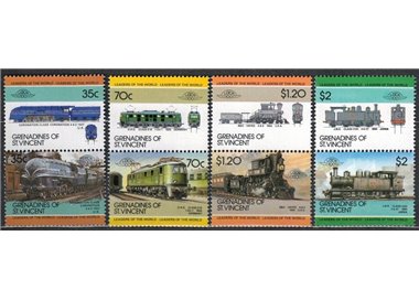 GRENADINES OF ST. VINCENT 1985 Treni, locomotive 8v MNH**