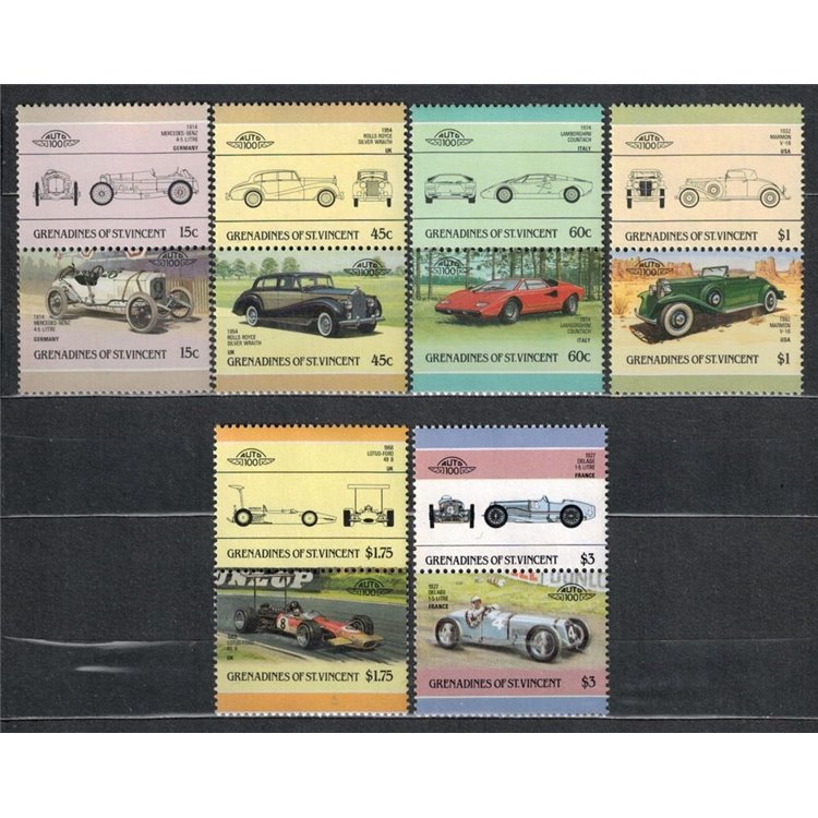 GRENADINES OF ST. VINCENT 1986 Automobili - Cars 6x2v MNH**