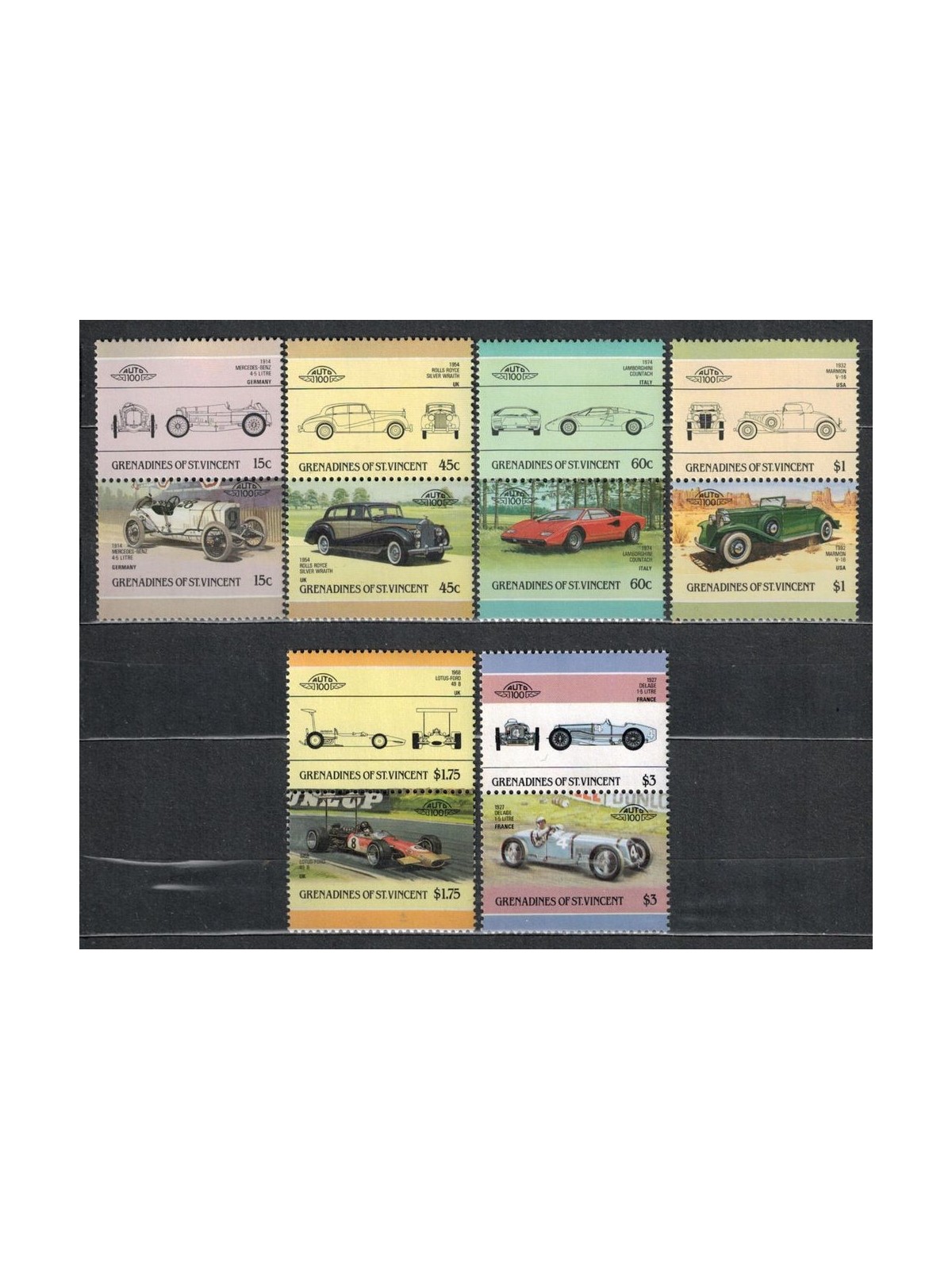 GRENADINES OF ST. VINCENT 1986 Automobili - Cars 6x2v MNH**