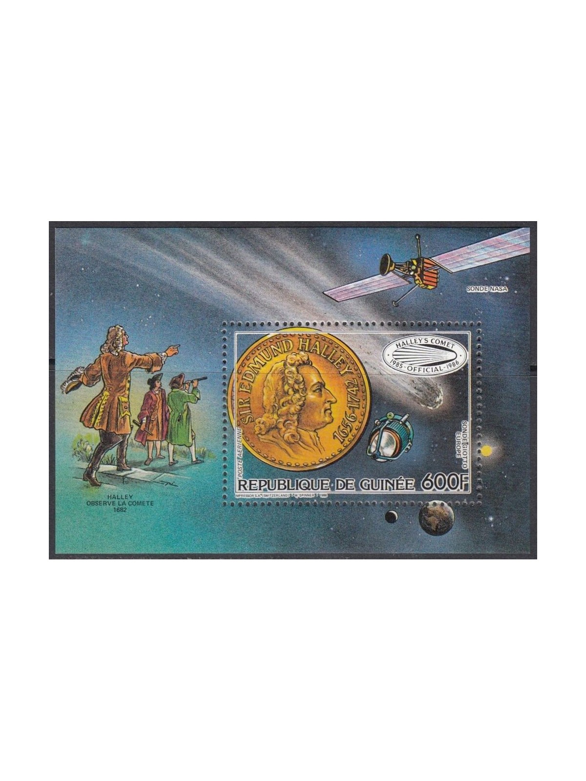 GUINEA 1986 Cometa di Halley - Halley's comet 1 BF MNH**
