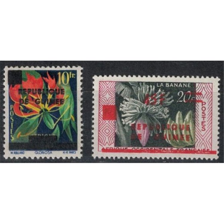 GUINEA 1958 Soprastampati 2v MNH**