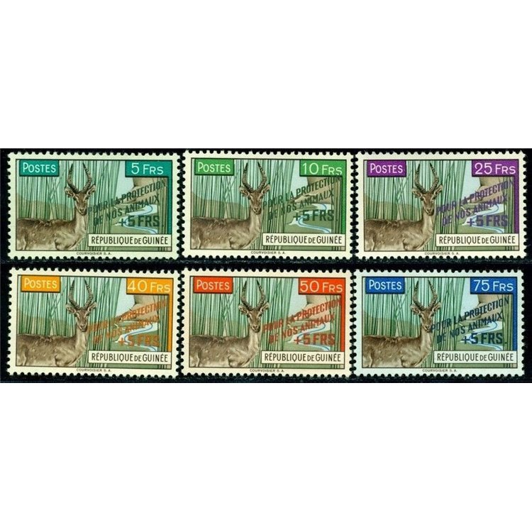 GUINEA 1961 Antilopi, soprastampati 6v MNH**