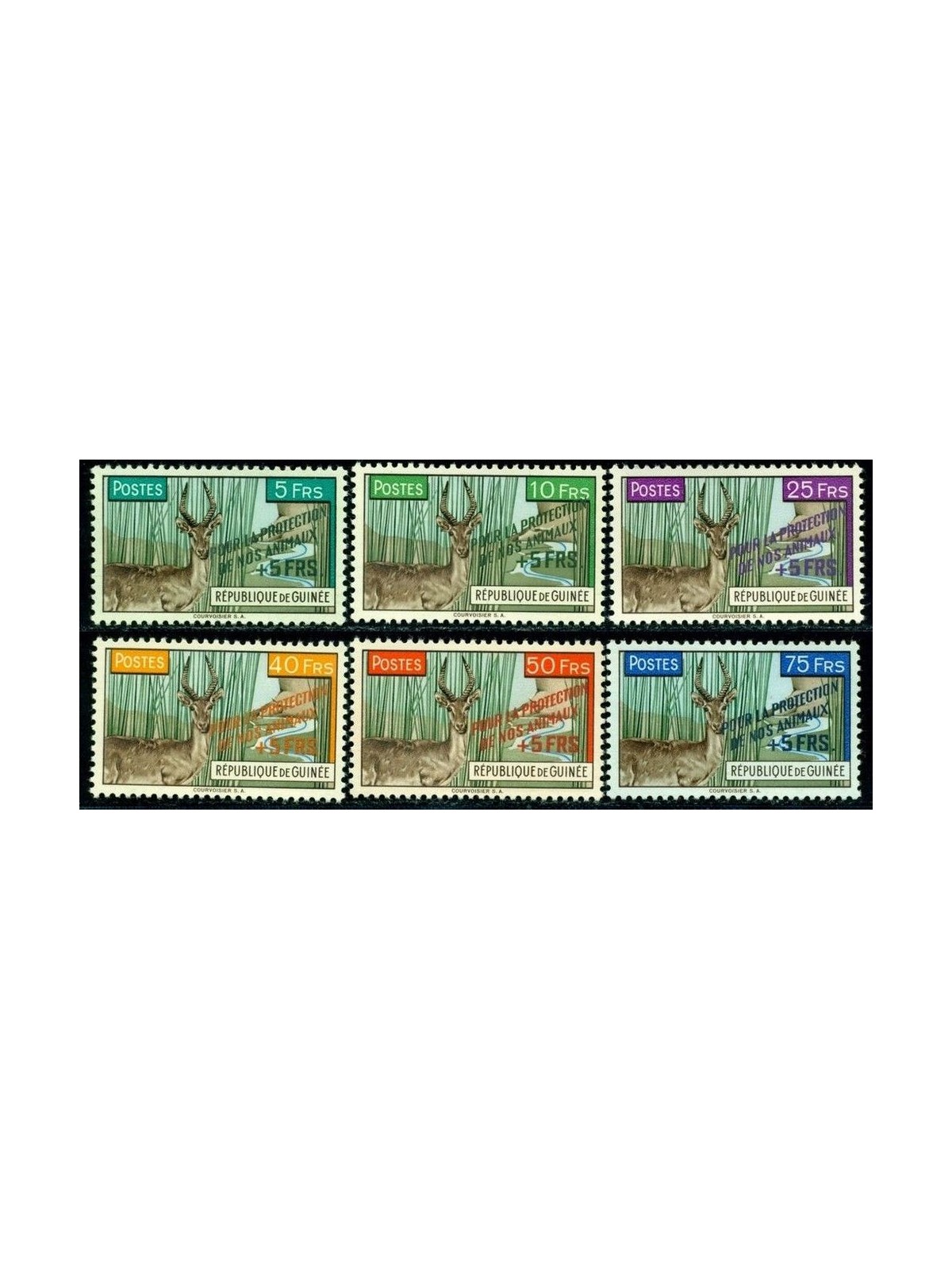 GUINEA 1961 Antelopes, overprinted 6v MNH**