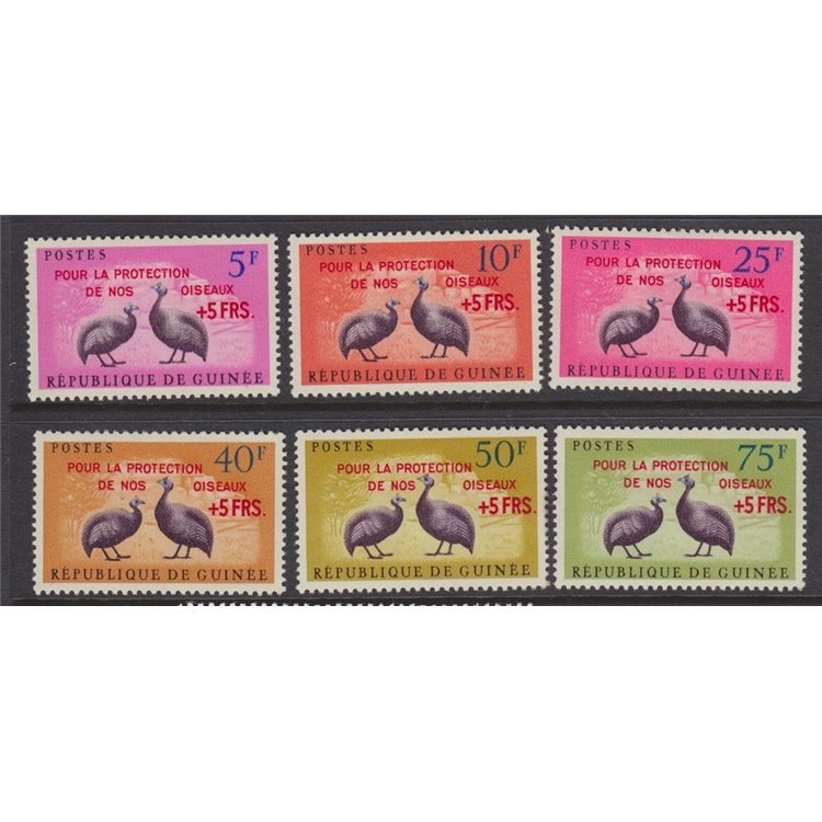 GUINEA 1962 Faraona, soprastampati 6v MNH**