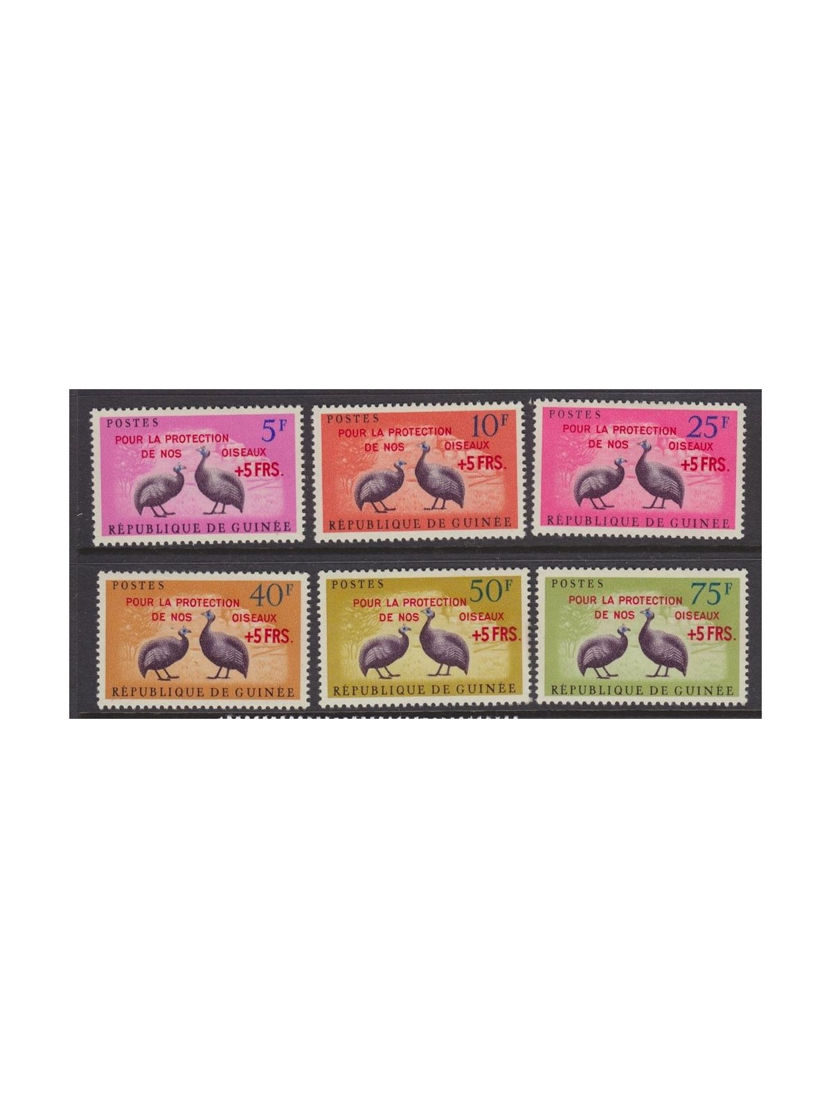GUINEA 1962 Guinea fowl, overprinted 6v MNH**