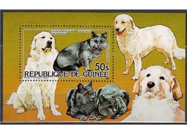 GUINEA 1985 Dogs and cats - Dogs & cats 1 s/s MNH**