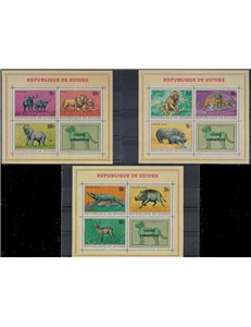 GUINEA 1968 African fauna, animals 3 s/s MNH**