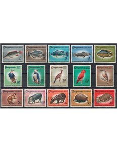GUYANA 1968 Serie ordinaria, animali 15v MNH**