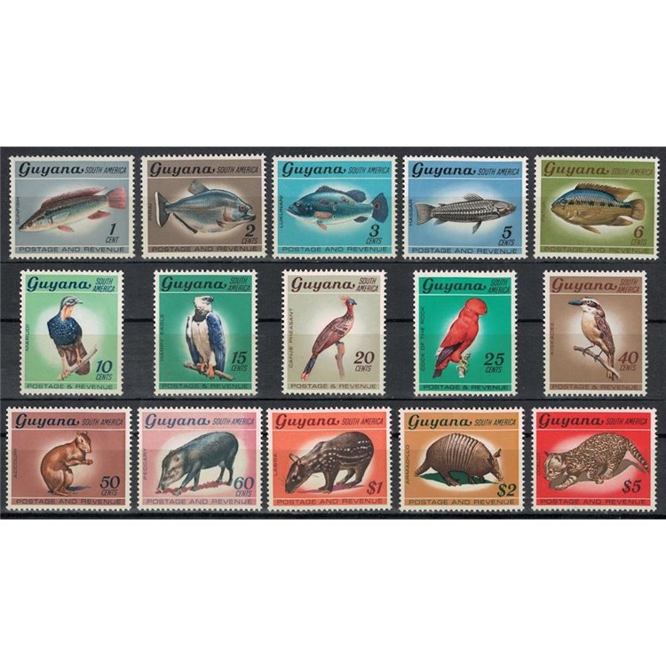 GUYANA 1968 Ordinary set, animals 15v MNH**