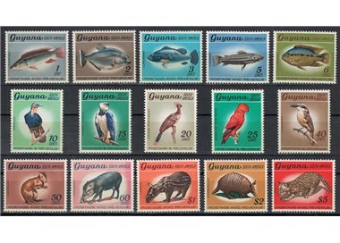GUYANA 1968 Serie ordinaria, animali 15v MNH**