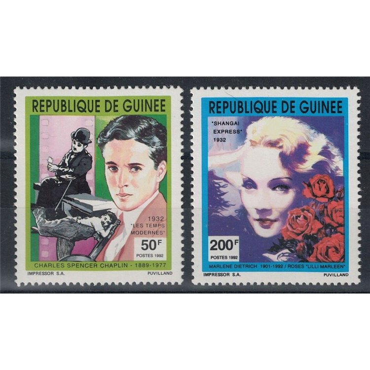 GUINEA 1992 Charlie Chaplin and Marlene Dietrich 2v MNH**