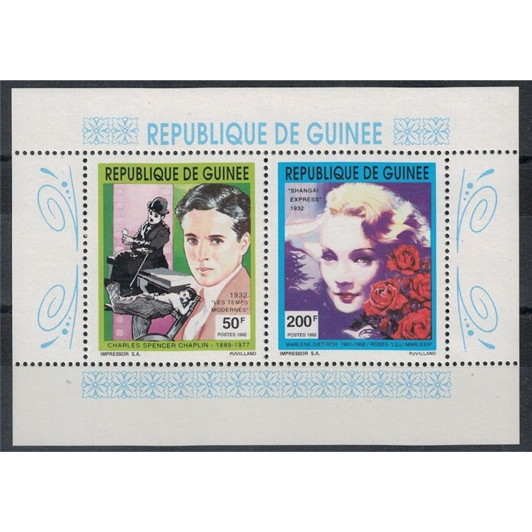 GUINEA 1992 Charlie Chaplin e Marlene Dietrich MF MNH**