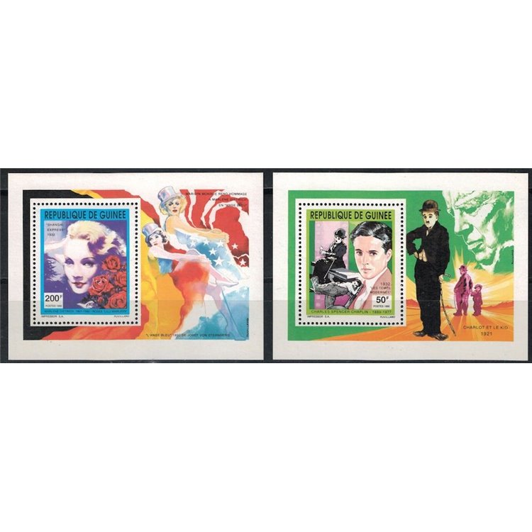 GUINEA 1992 Charlie Chaplin e Marlene Dietrich 2 BF MNH**