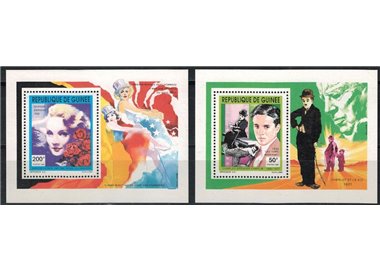 GUINEA 1992 Charlie Chaplin e Marlene Dietrich 2 BF MNH**