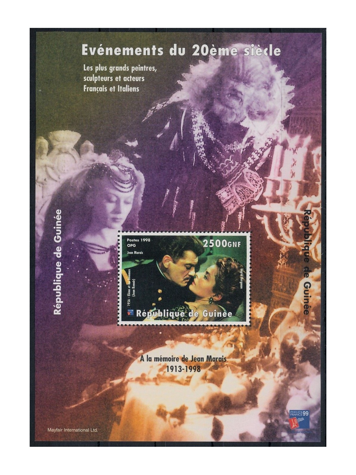 GUINEA 1998 Avvenimenti del 20° secolo (Jean Marais) BF MNH**