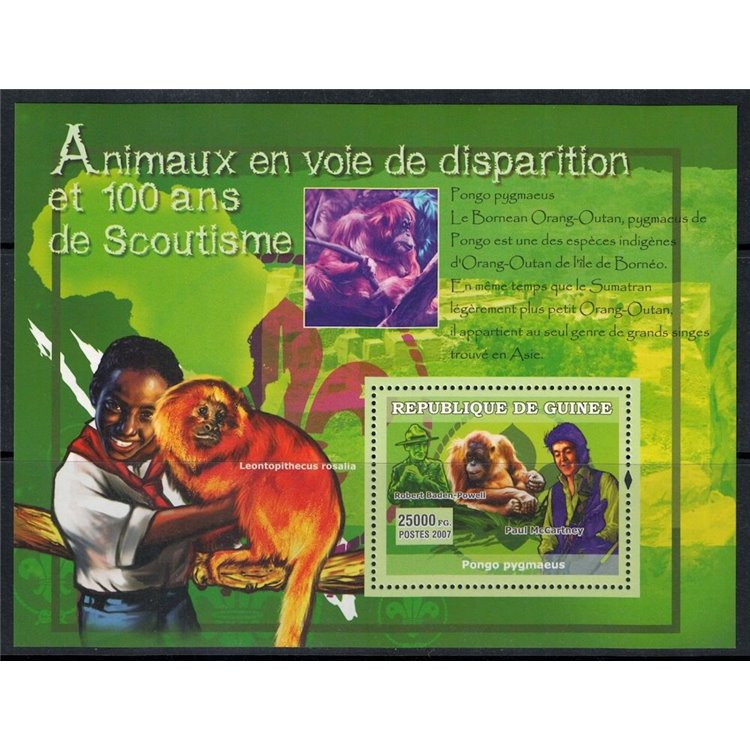 GUINEA 2007 Endangered Animals (Paul McCartney) s/s MNH**